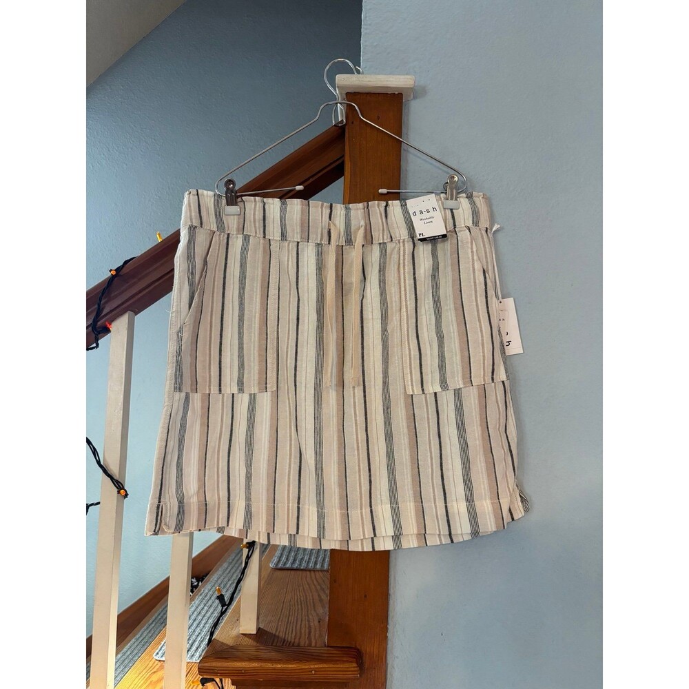 Nwt da-sh striped washable linen skirt PL beachy lagenlook natural earthy